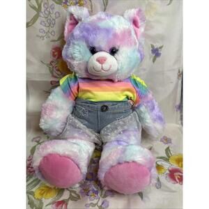 Build‎ A Bear Happy Pastel Swirled Tie Dye Kitty Cat 17" Plush Stuffed Animal
